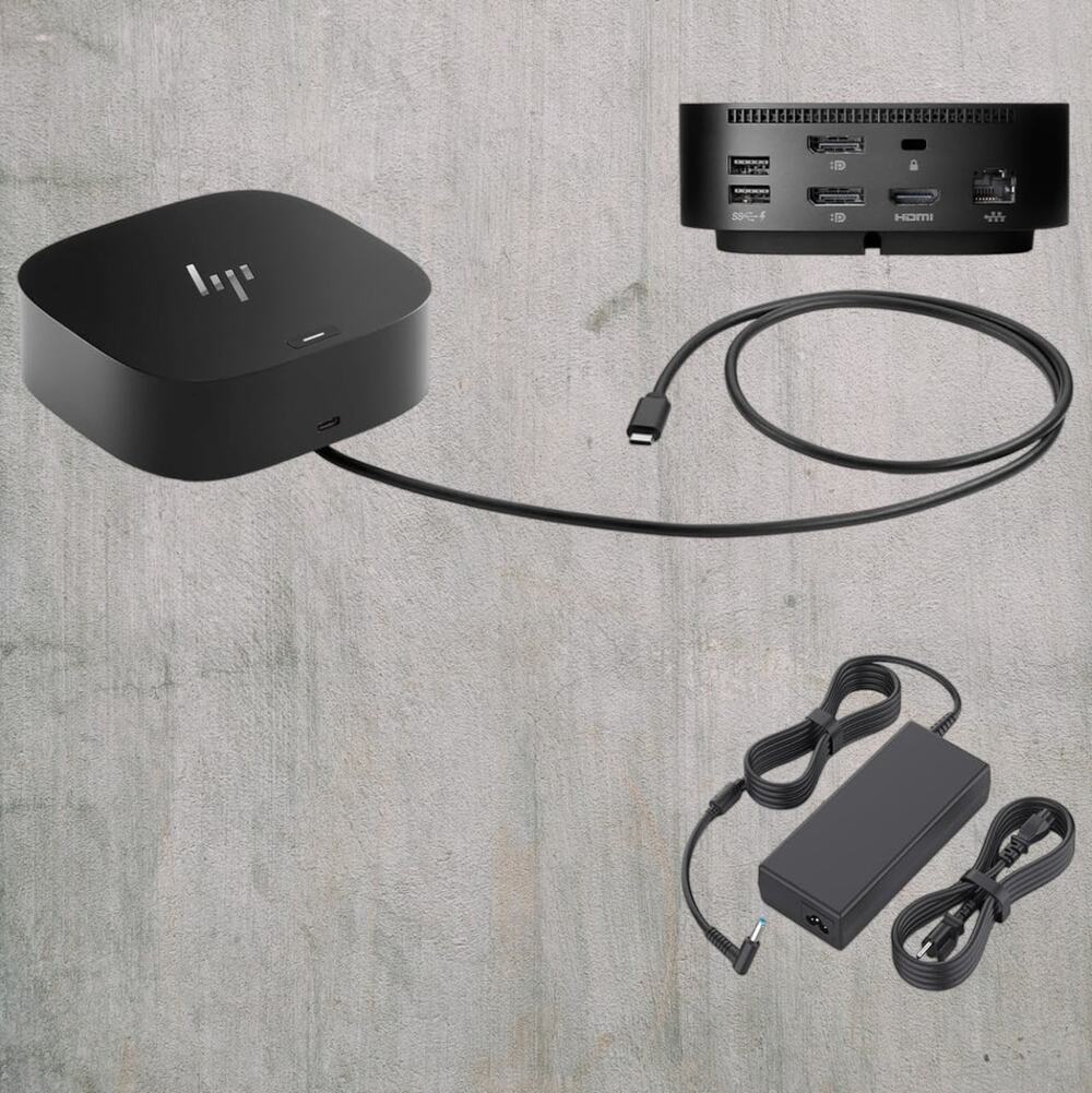 HP USB-C G5 Docking Station Dual Monitor 120W Power Adapter Bundle – Open Box